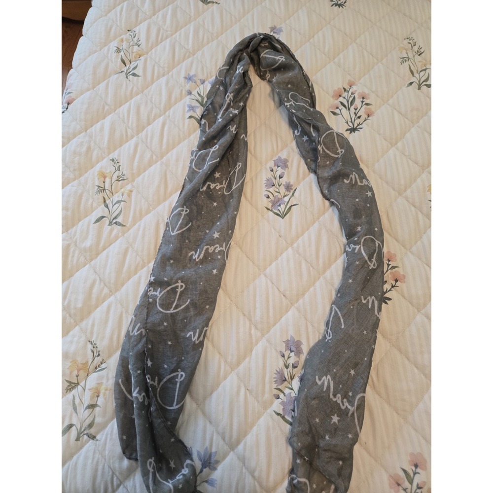 Lot of 4 Womens Gray/Black Scarves Graphic Print "Dream",Mardi Gras,Multicolor. - Picture 3 of 7